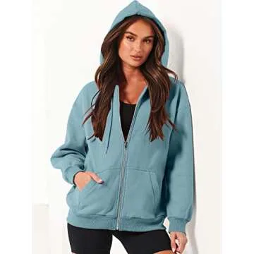 Stylish ANRABESS Women's Zip Up Oversized Hoodie 2024