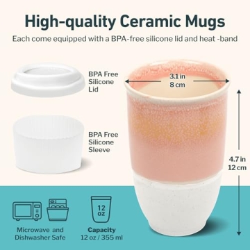 NOVA CERAMICS Travel Mug - Travel Coffee Mug – Iced Coffee Cup Unique to Go Mug – Microwave & Di...