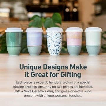 NOVA CERAMICS Travel Mug – Unique Microwave & Dishwasher Safe Coffee Cup