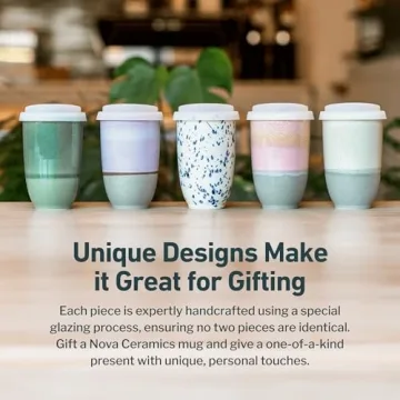 NOVA CERAMICS Travel Mug – Unique Microwave & Dishwasher Safe Coffee Cup