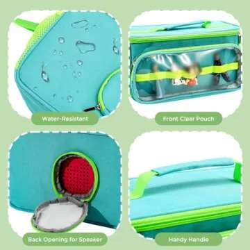 Hautton Carrying Case for Toniebox Starter Set, Portable Travel Carrying Bag for Tonies Audio Player, Tonies Figures, Headphone and Charging Station with Shoulder Strap and Handle -Aqua Blue