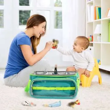 Hautton Carrying Case for Toniebox Starter Set, Portable Travel Carrying Bag for Tonies Audio Player, Tonies Figures, Headphone and Charging Station with Shoulder Strap and Handle -Aqua Blue