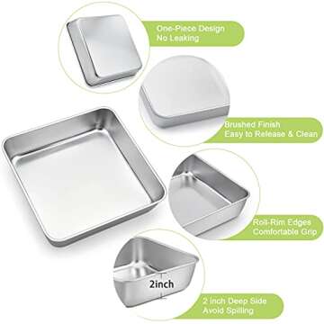 TeamFar 9 Inch Square Cake Pan - Non-Toxic & Durable