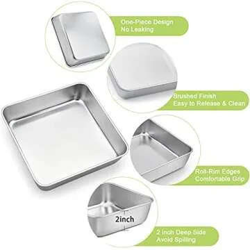 TeamFar 9 Inch Square Cake Pan - Non-Toxic & Durable