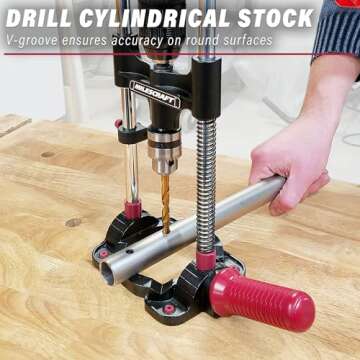 Milescraft 1318 DrillMate Portable Drillling Guide – Precision Drilling Jig Attachment for Drilling Angled or Straight Holes, Adjustable Drill Guide Attachment, Portable Drill Press with 3/8” Chuck