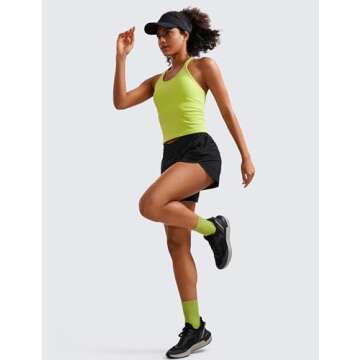 CRZ YOGA Womens Mid Waisted Running Shorts Liner - 5'' Quick Dry for Athletic Sport Workout Track with Zip Pocket