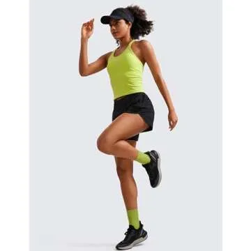 CRZ YOGA Womens Mid Waisted Running Shorts Liner - 5'' Quick Dry for Athletic Sport Workout Track with Zip Pocket