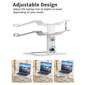 SOUNDANCE Adjustable Laptop Stand for Desk, Computer Stand, Ergonomic Laptop Riser Holder Compatible with 10 to 17.3 Inches Notebook PC Computer, Aluminum Silver