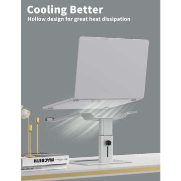 SOUNDANCE Adjustable Laptop Stand for Desk, Computer Stand, Ergonomic Laptop Riser Holder Compatible with 10 to 17.3 Inches Notebook PC Computer, Aluminum Silver