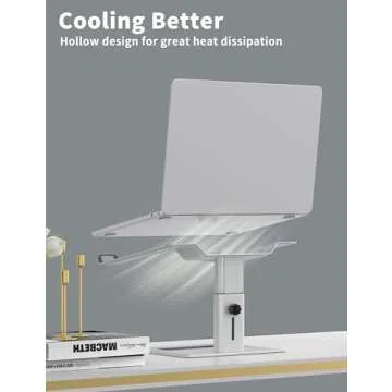 SOUNDANCE Adjustable Laptop Stand for Desk, Computer Stand, Ergonomic Laptop Riser Holder Compatible with 10 to 17.3 Inches Notebook PC Computer, Aluminum Silver