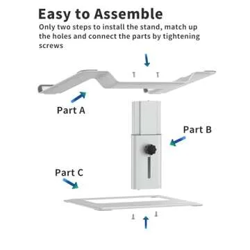 SOUNDANCE Adjustable Laptop Stand for Desk, Computer Stand, Ergonomic Laptop Riser Holder Compatible with 10 to 17.3 Inches Notebook PC Computer, Aluminum Silver