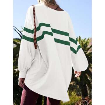 Fisoew Women’s Oversized Sweatshirt - Chic Striped Style