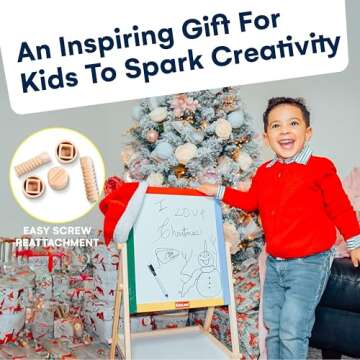 Kidzlane Wooden Art Easel for Kids 2-4 - Double Sided Board