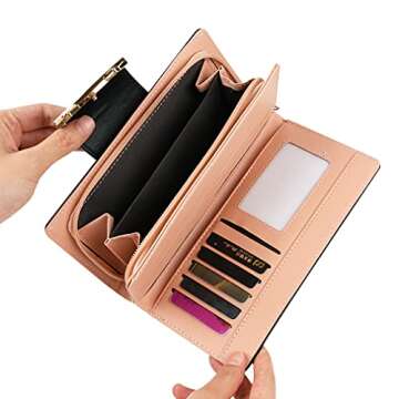 HeySun Wallet Women Cute Bifold Clutch Wallets with Zipper Coin Purse Card Holder Money Clip Gifts for Cat Lovers Black