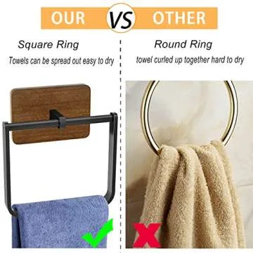 DOKU Metal Square Towel Ring, Hand Towel Holder for Bathroom, Towel Rack Hanger for Kitchen Wall Mou...