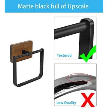 DOKU Metal Square Towel Ring, Hand Towel Holder for Bathroom, Towel Rack Hanger for Kitchen Wall Mount Heavy Duty Storage, Black and Brown