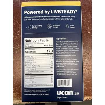 UCAN Plant Based Energy Bars, Salted Peanut Butter, No Added Sugar, Soy-Free, Non-GMO, Vegan, Gluten-Free, Keto-Friendly (12 Pack, 1.4 Ounces)