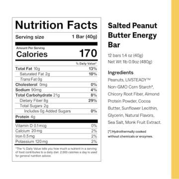 UCAN Plant Based Energy Bars, Salted Peanut Butter, No Added Sugar, Soy-Free, Non-GMO, Vegan, Gluten-Free, Keto-Friendly (12 Pack, 1.4 Ounces)