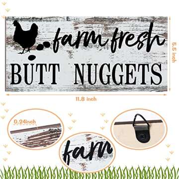 Jetec Farm Fresh Chicken Wall Decor Chicken Coop Sign Accessories Rustic Hen House Deco Farmhouse Wo...