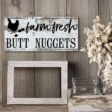 Jetec Farm Fresh Chicken Wall Decor Chicken Coop Sign Accessories Rustic Hen House Deco Farmhouse Wooden Door Decoration for Home Kitchen Decoration(Retro Color)