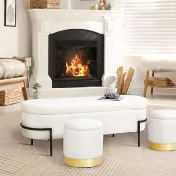 Halitaa S/2 Round Ottoman with Flip-Top Table Storage Solution