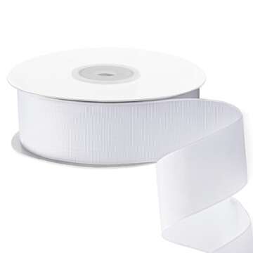LIUYAXI 2" X 50 Yards Solid White Grosgrain Ribbon, Perfect for Crafts, Wedding Decor, DIY Hair Acce...