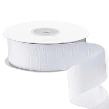 LIUYAXI 2" X 50 Yards Solid White Grosgrain Ribbon, Perfect for Crafts, Wedding Decor, DIY Hair Acce...