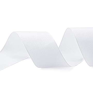 LIUYAXI 2" X 50 Yards Solid White Grosgrain Ribbon, Perfect for Crafts, Wedding Decor, DIY Hair Accessories, Sewing, Gift Package Wrapping and More
