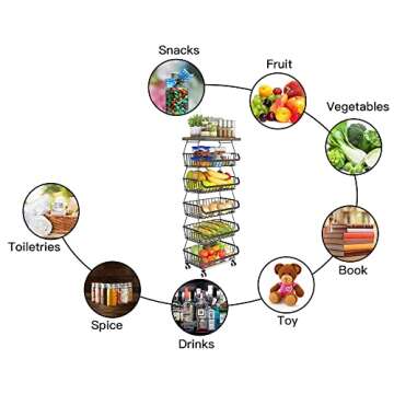 Elegant Kitchen Fruit and Vegetable Storage Cart with Wheels for Multi-Purpose Organization