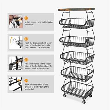 Stylish Kitchen Storage Cart with Wheels for Versatile Use