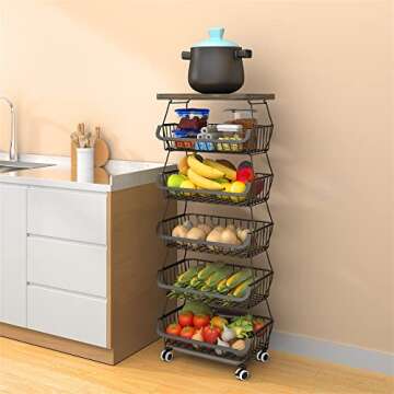 Stylish Kitchen Storage Cart with Wheels for Versatile Use
