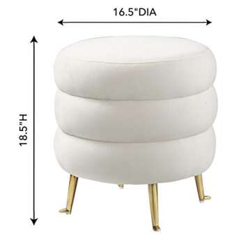 Chic 16.5" Cream Round Ottoman Stool for Home Decor