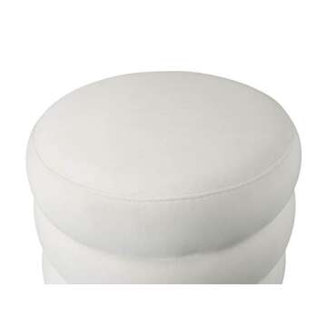 Chic 16.5" Cream Round Ottoman Stool for Home Decor