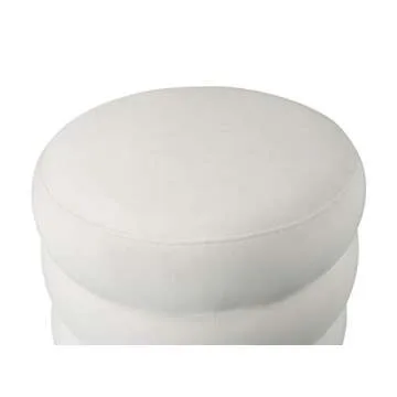 Chic 16.5" Cream Round Ottoman Stool for Home Decor