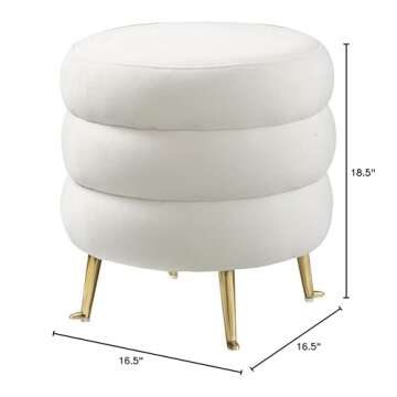 Chic 16.5" Cream Round Ottoman Stool for Home Decor