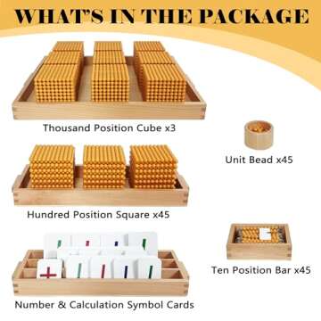Golden Beads Montessori Toys, Math Manipulatives, Math Bank Game Toys for Preschool