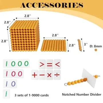 Golden Beads Montessori Toys, Math Manipulatives, Math Bank Game Toys for Preschool