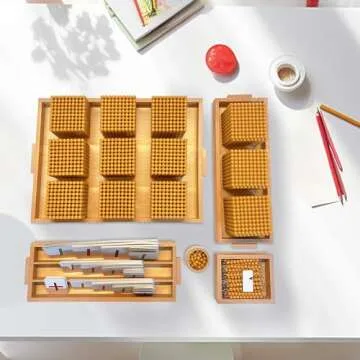 Golden Beads Montessori Toys, Math Manipulatives, Math Bank Game Toys for Preschool