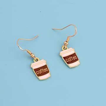 BNQL Coffee Earrings Dangle Coffee Gifts for Coffee Lovers Coffee Cup Earrings Jewelry