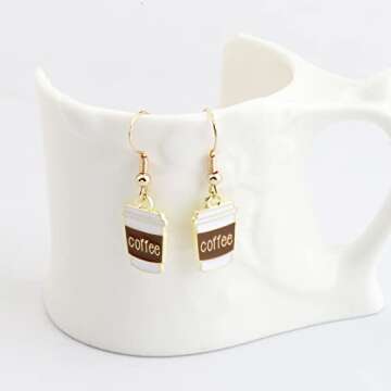 BNQL Coffee Earrings Dangle Coffee Gifts for Coffee Lovers Coffee Cup Earrings Jewelry