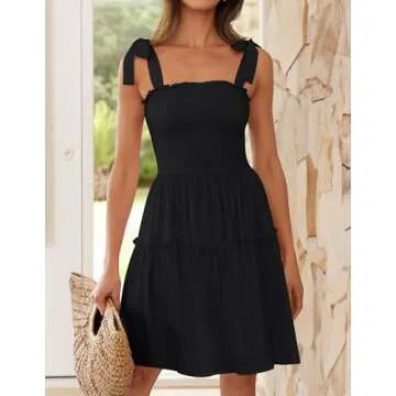 ZESICA 2025 Spaghetti Strap A-Line Swing Summer Dress