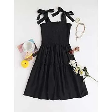 ZESICA 2025 Spaghetti Strap A-Line Swing Summer Dress