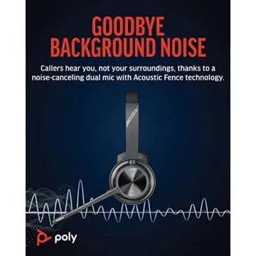 Poly Voyager 4310 UC Wireless Bluetooth Headset (Plantronics) - Single-Ear w/Noise-Canceling Boom Mic - Connect to PC/Mac/Mobile - Works w/Teams, Zoom & More - Amazon Exclusive,Black
