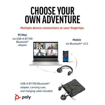 Poly Voyager 4310 UC Wireless Bluetooth Headset (Plantronics) - Single-Ear w/Noise-Canceling Boom Mic - Connect to PC/Mac/Mobile - Works w/Teams, Zoom & More - Amazon Exclusive,Black