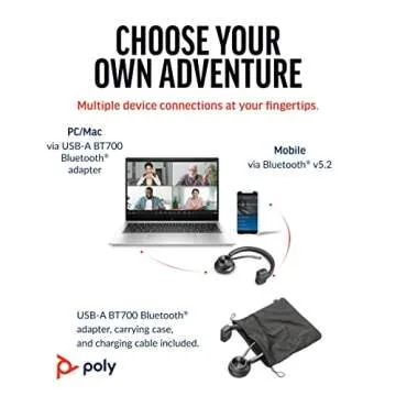 Poly Voyager 4310 UC Wireless Bluetooth Headset (Plantronics) - Single-Ear w/Noise-Canceling Boom Mic - Connect to PC/Mac/Mobile - Works w/Teams, Zoom & More - Amazon Exclusive,Black