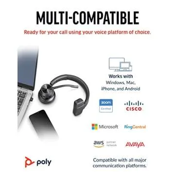 Poly Voyager 4310 UC Wireless Bluetooth Headset (Plantronics) - Single-Ear w/Noise-Canceling Boom Mic - Connect to PC/Mac/Mobile - Works w/Teams, Zoom & More - Amazon Exclusive,Black