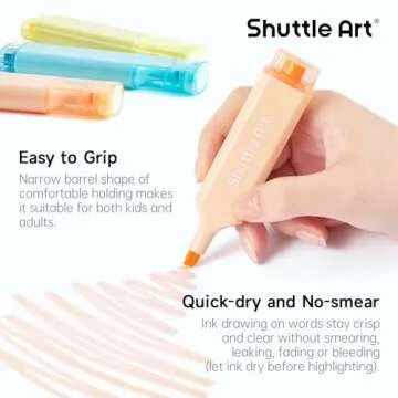 Shuttle Art Pastel Highlighters, 8 Assorted Macaron Colors Highlighter Pens, Chisel Tip Dry-Quickly Non-Toxic Highlighter Markers for Adults Kids Highlighting in the Home School Office