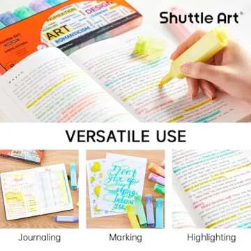 Shuttle Art Pastel Highlighters, 8 Assorted Macaron Colors Highlighter Pens, Chisel Tip Dry-Quickly Non-Toxic Highlighter Markers for Adults Kids Highlighting in the Home School Office