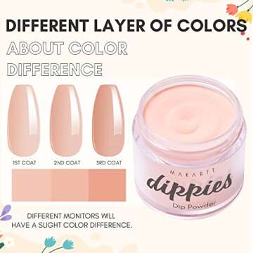 Makartt Dip Powder Kit, Dip Powder Starter Kit 0.35Oz 6 Colors Nude Collection Dippies French Nail Dip Powder Kit Autumn Art Manicure DIY Salon Gifts for Women No Need Nail Lamp Cured