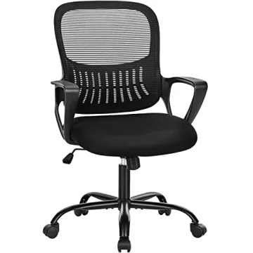 Office Chair, Mid Back Ergonomic Mesh Desk with Lumbar Support, Adjustable